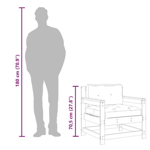 FOTELE OGRODOWE Z PODUSZKAMI 2 SZT SZARE DREWNO SOSNOWE