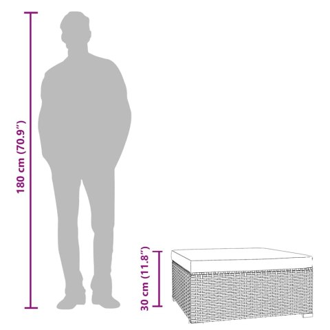 PODNÓŻEK OGRODOWY Z PODUSZKĄ CZARNY 70X70X30CM POLIRATTAN