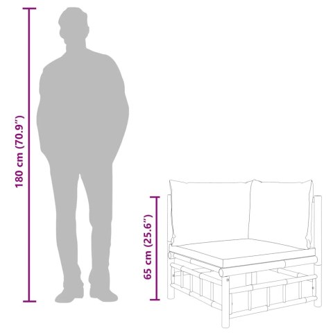 NAROŻNA SOFA OGRODOWA Z CIEMNOSZARYMI PODUSZKAMI BAMBUSOWA