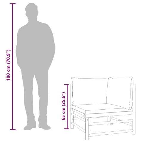 NAROŻNA SOFA OGRODOWA Z PODUSZKAMI TAUPE BAMBUSOWA