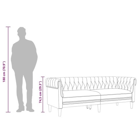 SOFA CHESTERFIELD TRZYOSOBOWA KOLOR TAUPE OBITA TKANINĄ