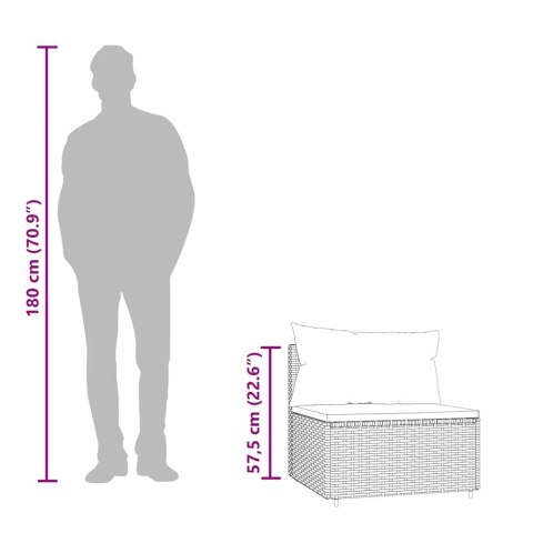 ŚRODKOWE MODUŁY SOFY Z PODUSZKAMI 2 SZT BRĄZOWE POLIRATTAN
