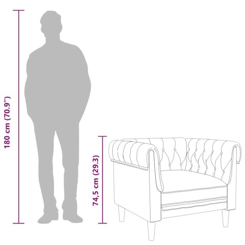 FOTEL CHESTERFIELD CIEMNOSZARY OBITY TKANINĄ