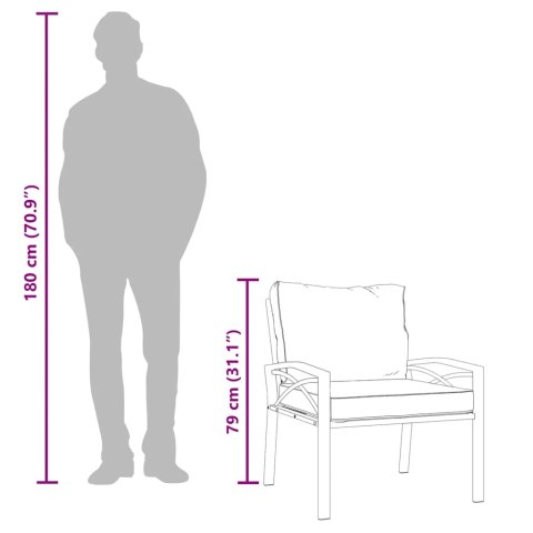 KRZESŁO OGRODOWE Z SZARYMI PODUSZKAMI 68X76X79CM STAL