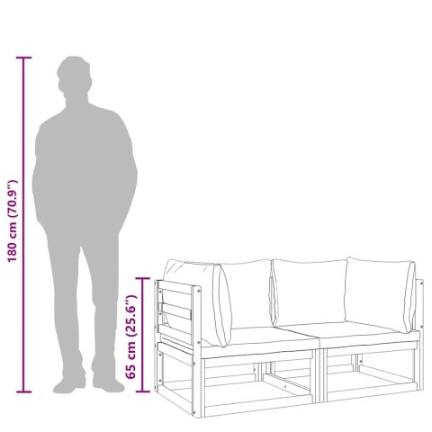 MODUŁ SOFY NAROŻNEJ 2 SZT Z JASNOSZARYMI PODUSZKAMI AKACJA