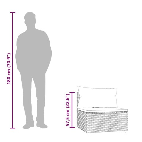 ŚRODKOWE MODUŁY SOFY Z PODUSZKAMI 2 SZT CZARNE POLIRATTAN