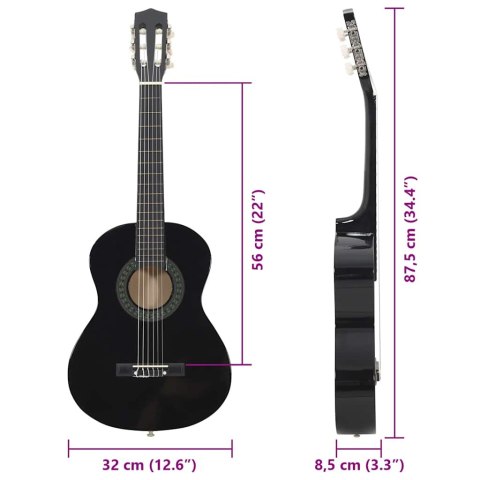 GITARA KLASYCZNA DLA POCZĄTKUJĄCYCH I DZIECI CZARNA 1/2 34"