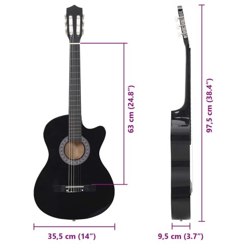 GITARA KLASYCZNA Z WYCIĘCIEM 6 STRUN CZARNA 38"