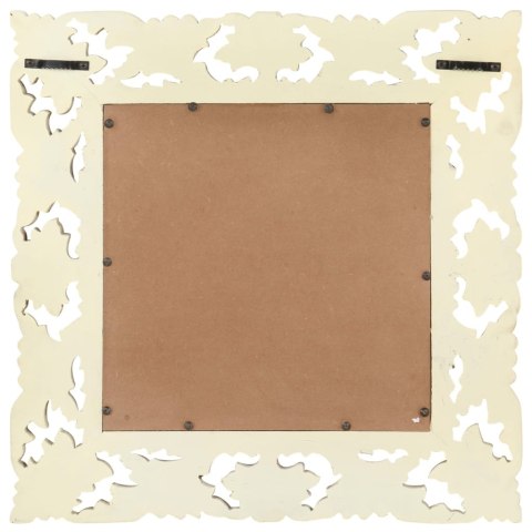 LUSTRO W RĘCZNIE RZEŹBIONEJ BIAŁEJ RAMIE 50X50CM MANGO