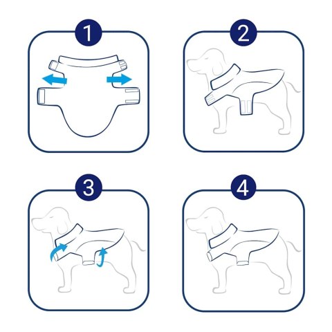PŁASZCZ PRZECIWDESZCZOWY DLA PSA Z ODBLASKOWYMI PASKAMI