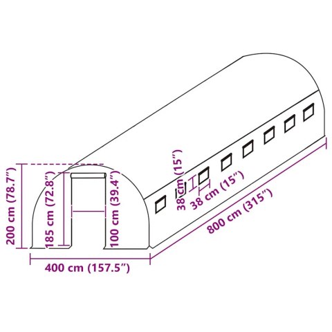 FOLIA NA TUNEL OGRODOWY POSZYCIE DO SZKLARNI 32M² 4X8X2M