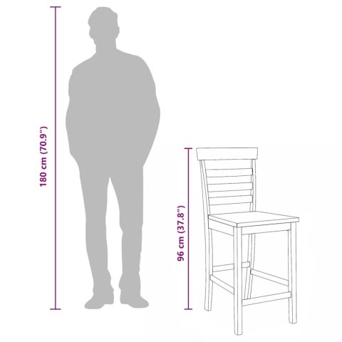 HOKERY BAROWE 2 SZT. BIAŁE LITE DREWNO KAUCZUKOWE