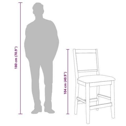 HOKERY BAROWE Z PODUSZKAMI 2 SZT. BRĄZOWE LITE DREWNO GUMOWE