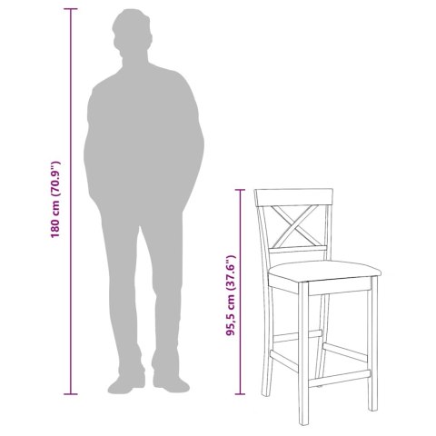 HOKERY BAROWE Z PODUSZKAMI 2 SZT. NATURALNE DREWNO KAUCZUKOWE