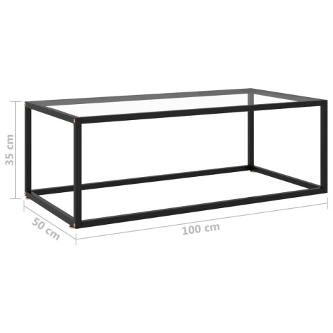 STOLIK HERBACIANY CZARNY HARTOWANE SZKŁO 100X50X35CM