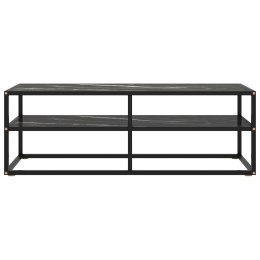 SZAFKA POD TELEWIZOR CZARNA Z MARMUROWYM SZKŁEM 120X40X40CM
