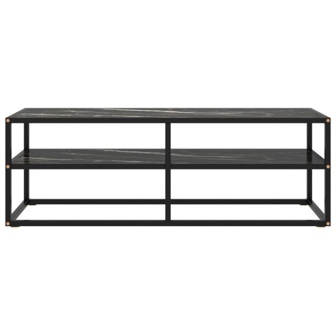 SZAFKA POD TELEWIZOR CZARNA Z MARMUROWYM SZKŁEM 120X40X40CM