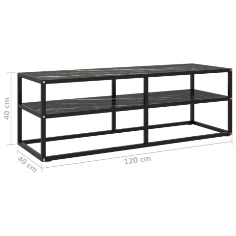 SZAFKA POD TELEWIZOR CZARNA Z MARMUROWYM SZKŁEM 120X40X40CM