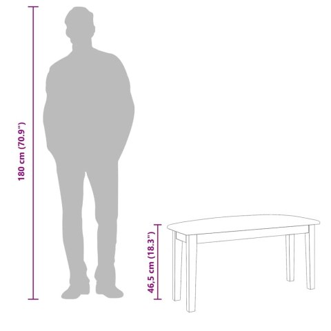 ŁAWKA 90CM BIAŁA LITE DREWNO GUMA