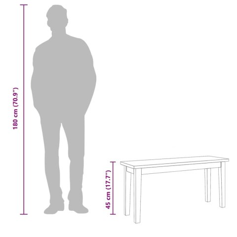 ŁAWKA 90CM DREWNO LITE GUMA