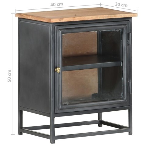 SZAFKA NOCNA SZARA 40X30X50CM LITE DREWNO AKACJOWE