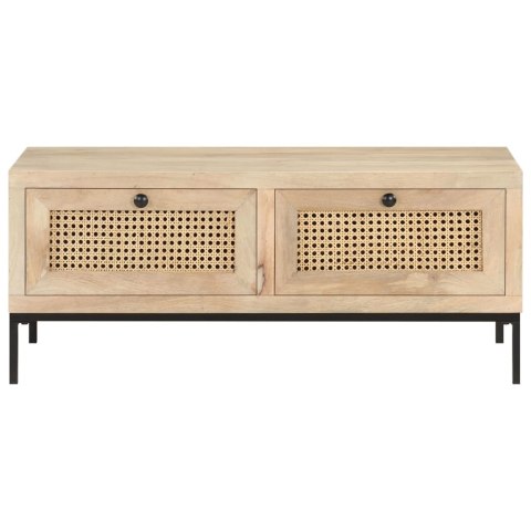 STOLIK KAWOWY 90X50X37CM DREWNO MANGO I NATURALNA TRZCINA