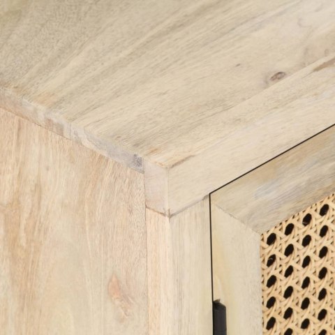 SZAFKA NOCNA 40X30X50CM DREWNO MANGO I NATURALNA TRZCINA