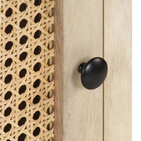 SZAFKA NOCNA 40X30X50CM DREWNO MANGO I NATURALNA TRZCINA