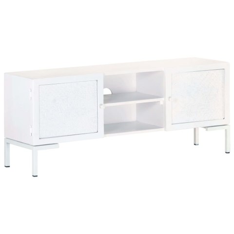 SZAFKA POD TV BIAŁA 115X30X46CM LITE DREWNO MANGO
