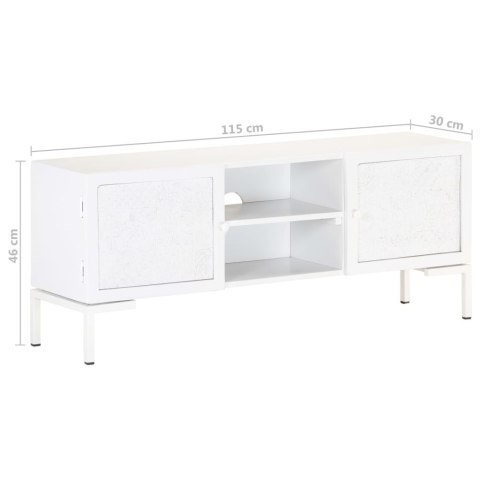 SZAFKA POD TV BIAŁA 115X30X46CM LITE DREWNO MANGO