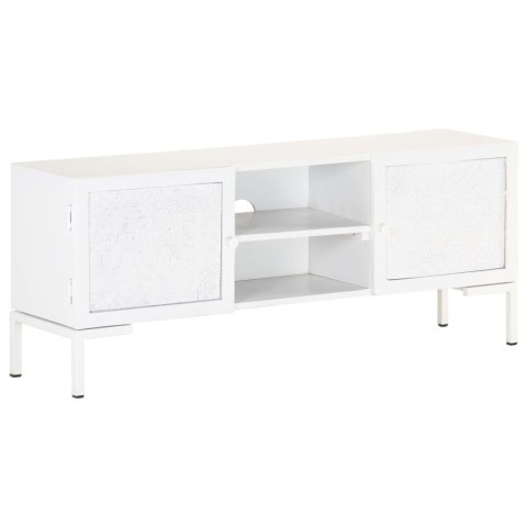 SZAFKA POD TV BIAŁA 115X30X46CM LITE DREWNO MANGO