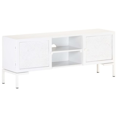 SZAFKA POD TV BIAŁA 115X30X46CM LITE DREWNO MANGO