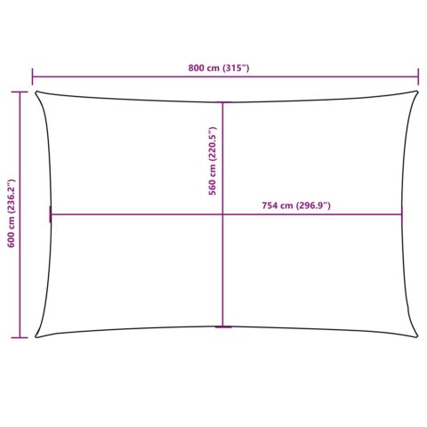 PROSTOKĄTNY ŻAGIEL PRZECIWSŁONECZNY WODOODPORNY OGRODOWY MARKIZA TARAS 6X8M TERAKOTA