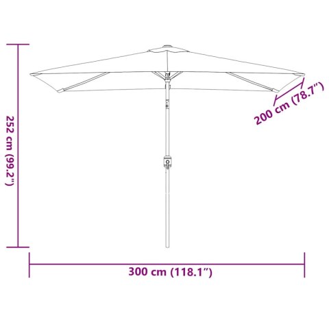 PARASOL OGRODOWY NA METALOWYM SŁUPKU 300X200CM LAZUROWY