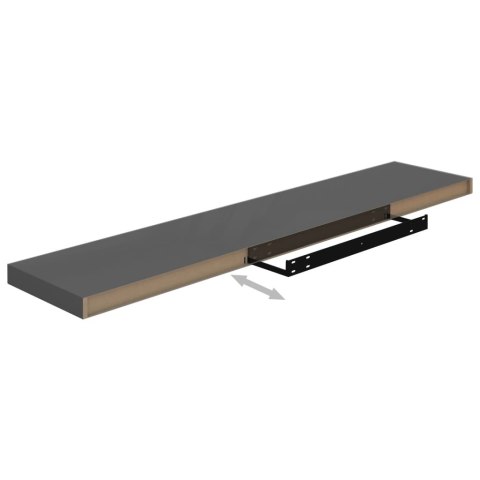 PÓŁKI ŚCIENNE 2 SZT. POŁYSK SZARE 120X23,5X3,8CM