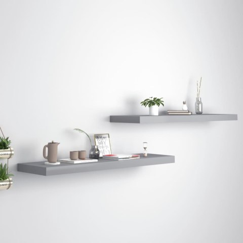 PÓŁKI ŚCIENNE 2 SZT. SZARE 90X23,5X3,8