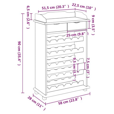 STOJAK NA WINO 90X60X30CM Z SOSNY