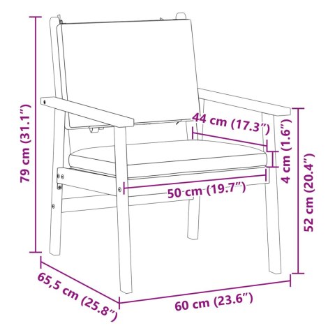 FOTELE OGRODOWE 2 SZT. Z PODUSZKAMI LITE DREWNO AKACJOWE