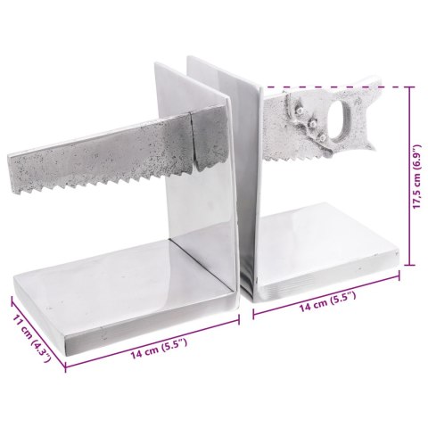 PODPÓRKI DO KSIĄŻEK 2 SZT. SREBRNE 11X14X17,5CM Z ALUMINIUM