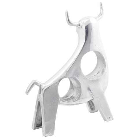 RZEŹBA BYKA SREBRNA 22X9,5X34CM ALUMINIUM