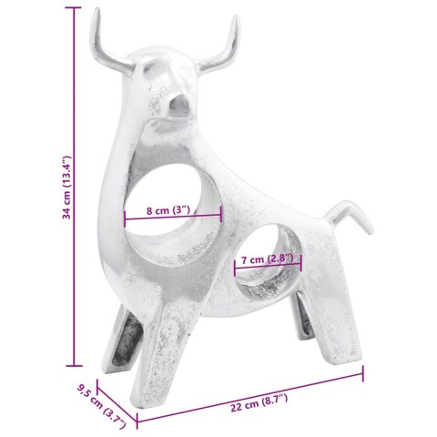 RZEŹBA BYKA SREBRNA 22X9,5X34CM ALUMINIUM