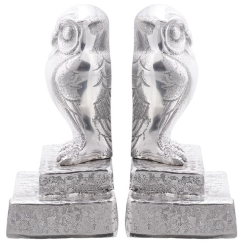 PODPÓRKI DO KSIĄŻEK 2 SZT. SREBRNE 12X9X19CM ALUMINIUM SOWA