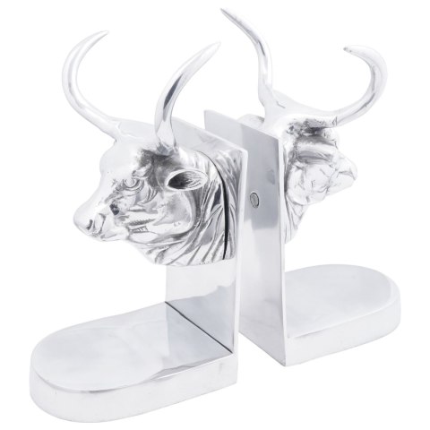PODPÓRKI DO KSIĄŻEK 2 SZT. SREBRNE 17X15X27CM ALUMINIUM BULL