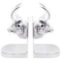 PODPÓRKI DO KSIĄŻEK 2 SZT. SREBRNE 17X15X27CM ALUMINIUM BULL