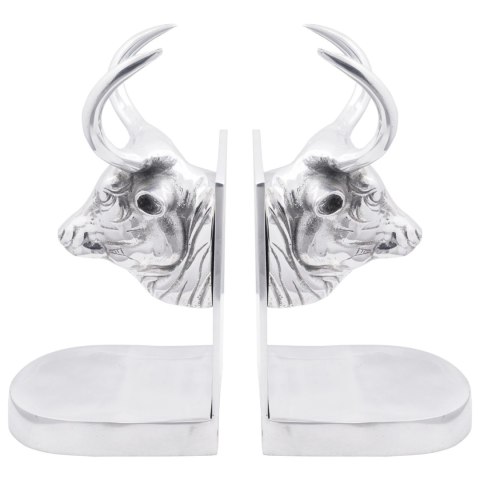 PODPÓRKI DO KSIĄŻEK 2 SZT. SREBRNE 17X15X27CM ALUMINIUM BULL