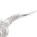 WISZĄCA CZASZKA BYKA SREBRNA 49X10X36CM ALUMINIUM