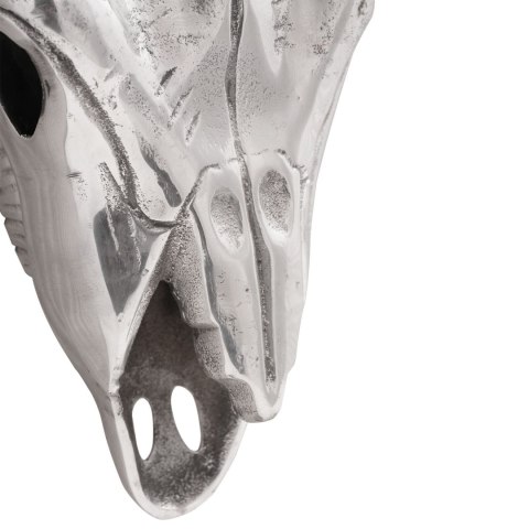 WISZĄCA CZASZKA BYKA SREBRNA 49X10X36CM ALUMINIUM