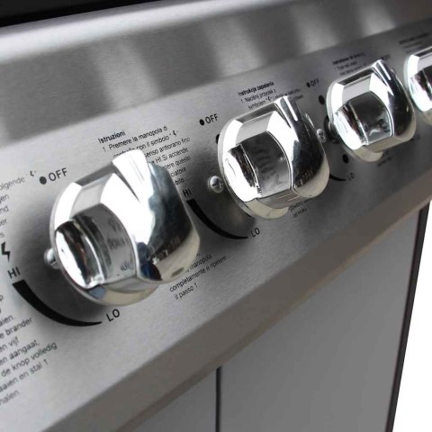 GRILL GAZOWY ZE STREFĄ GOTOWANIA 6+1 KOLOR CZARNO-SREBRNY