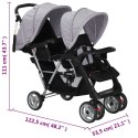 WÓZEK SPACEROWY DLA BLIŹNIĄT TANDEM SZARO-CZARNY