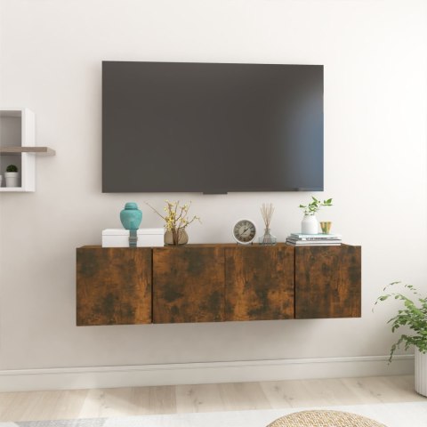 SZAFKI WISZĄCE POD TV 2 SZT. PRZYDYMIONY DĄB 60X30X30CM